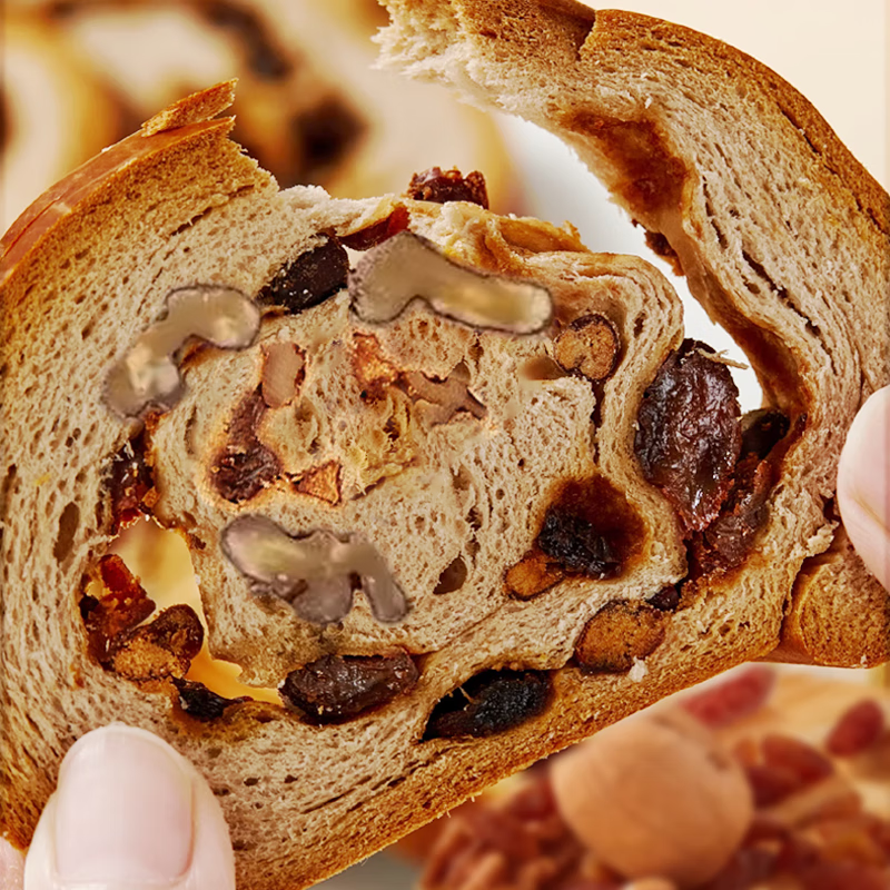 不二搭档全麦黑麦坚果俄罗斯大列巴面包无糖早餐车轮切片面包代餐独立包装 全麦 50g*8包