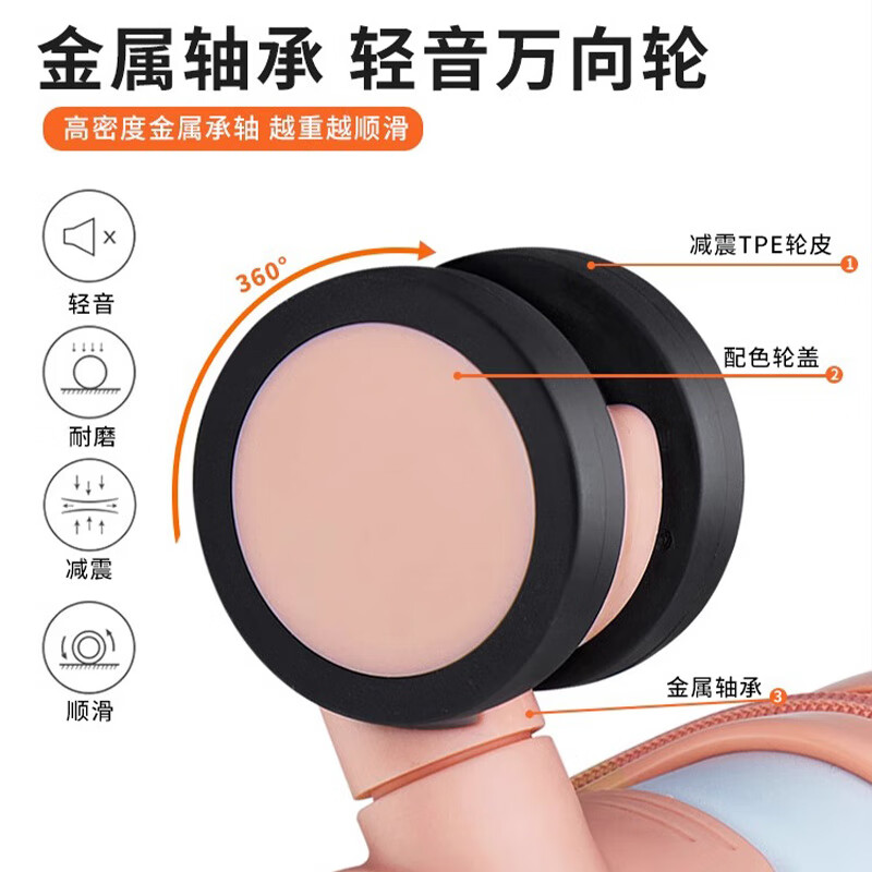 朗客德国行李箱20寸可登机大容量子母箱女款高颜值拉链耐用密码箱 渐变粉子母箱-【多功能升级款】 24英寸 【适合8-10天旅游出行】