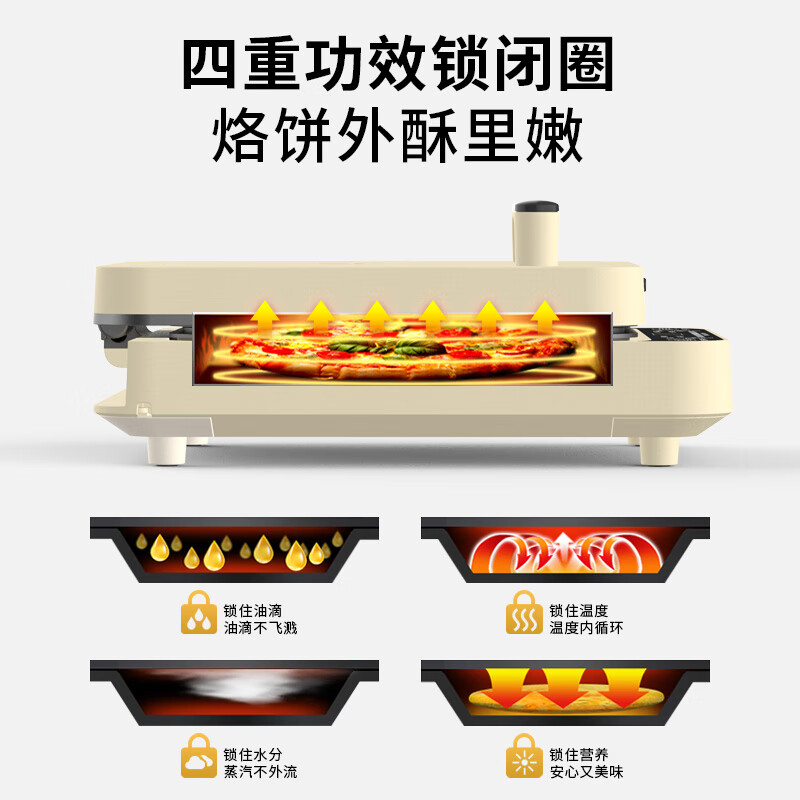利仁（Liven） 电饼铛家用双面加热深烤盘大火力上下盘可拆洗烙饼锅煎饼铛早餐机煎烤机电饼档烤肉机电煎锅 【上下双拆盘】智能触控+深盘+可调火