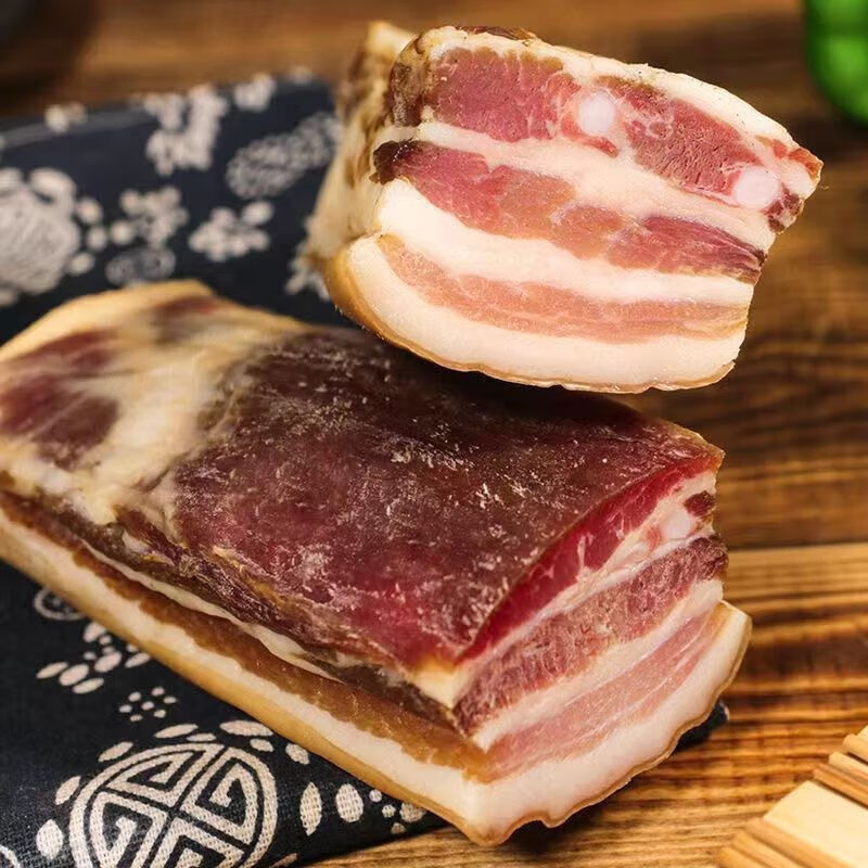 伊杰蔻臘肉風(fēng)干肉曬干五花臘肉臘肉批發(fā)云南土豬肉腌制咸肉腌肉 土豬五花臘肉3斤裝精選偏瘦