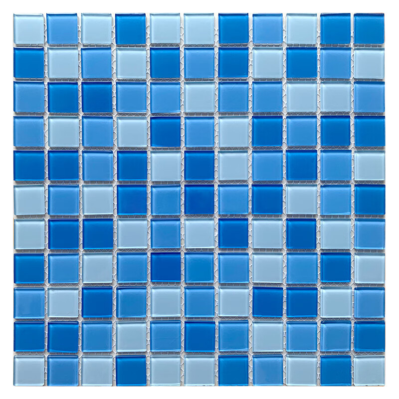 画萌游泳池专用马赛克瓷砖水晶玻璃鱼池水池泳池卫生间浴池户外墙砖 天蓝色 25浅三色蓝水池款