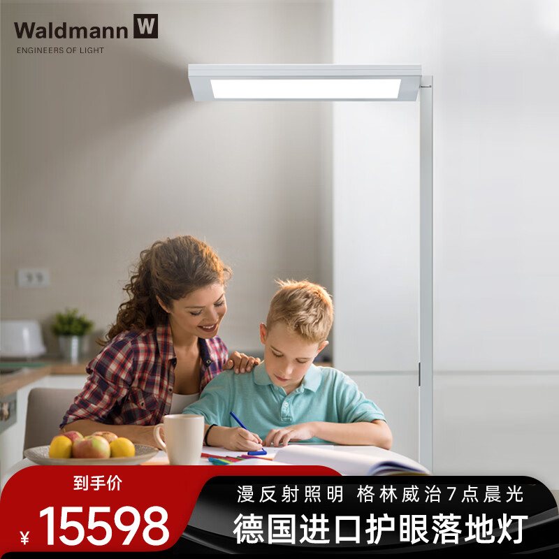 Waldmann沃达迈德国原装进口儿童护眼落地灯学生立式钢琴阅读LED大路灯 白色