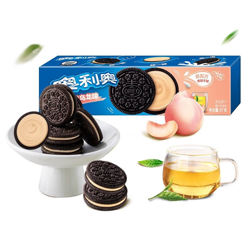 奥利奥水果夹心饼干白桃乌龙味97g*2盒/5盒休闲零食营养早餐水果味