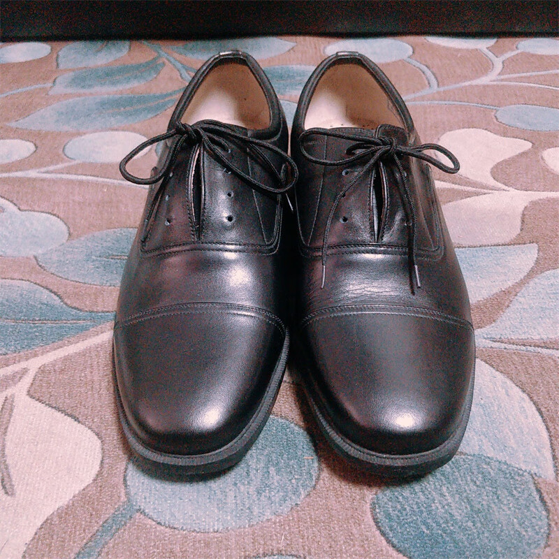 军迷用军官皮鞋87三接头低腰皮鞋青年校尉常服牛皮圆头系带耐磨平 38