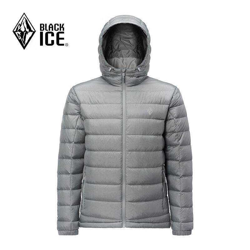 黑冰户外登山徒步男款600蓬鹅绒防风防泼透湿抑菌抗静电保暖羽绒服 FDE8102(连帽款)-石纹灰 S