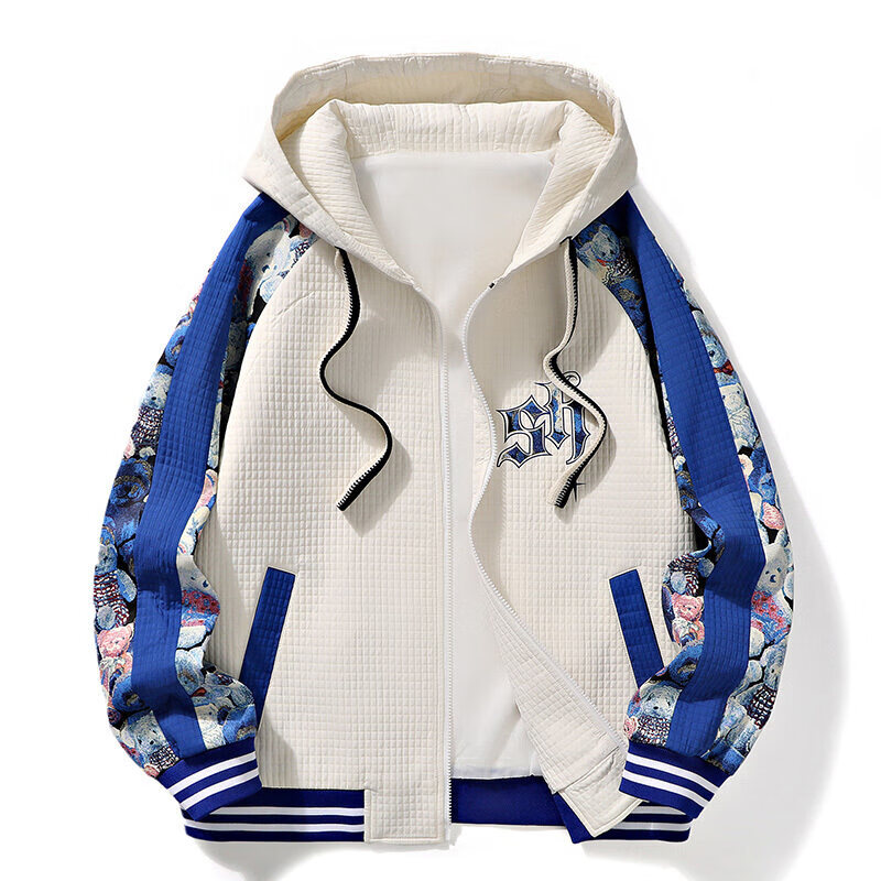 杰克森马阁堡2024年春季新款夹克男士外套连帽夹克开衫港风潮 白色 m