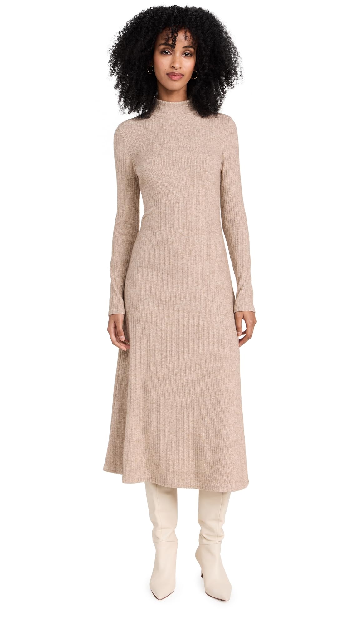 vince 女士针织连衣裙 a型直筒款 膝长 长袖高领 休闲通勤 cassis x