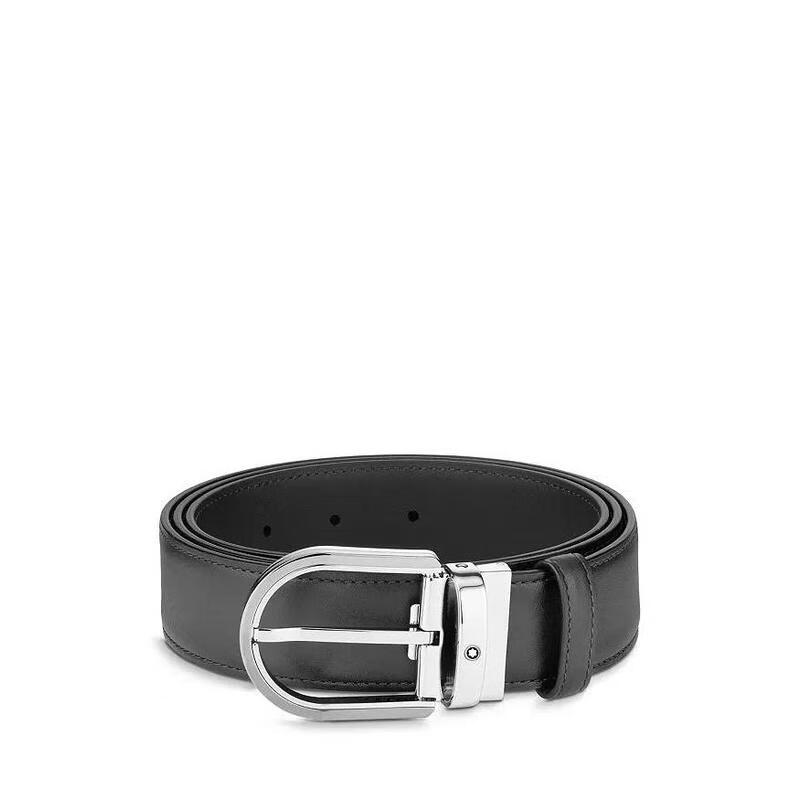 blanc)24新款男士时尚腰带 气质horseshoe针扣皮质腰带商务休闲  皮带