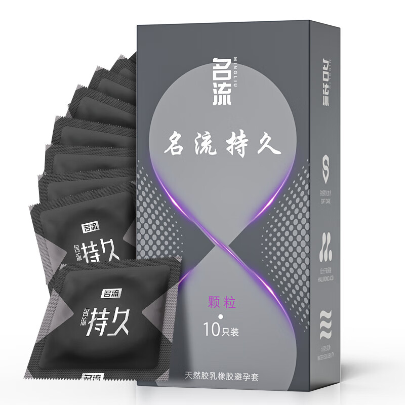 名流避孕套男专用持久安全套玻尿酸润滑加厚延时套套女用情趣大颗粒狼牙套避育用套超薄中号套子计生用品 名流持久组合32只