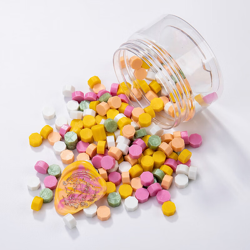 印章蜡粒珠光混色蜡封200粒马卡龙色大瓶复古透明北欧风格 马克龙色