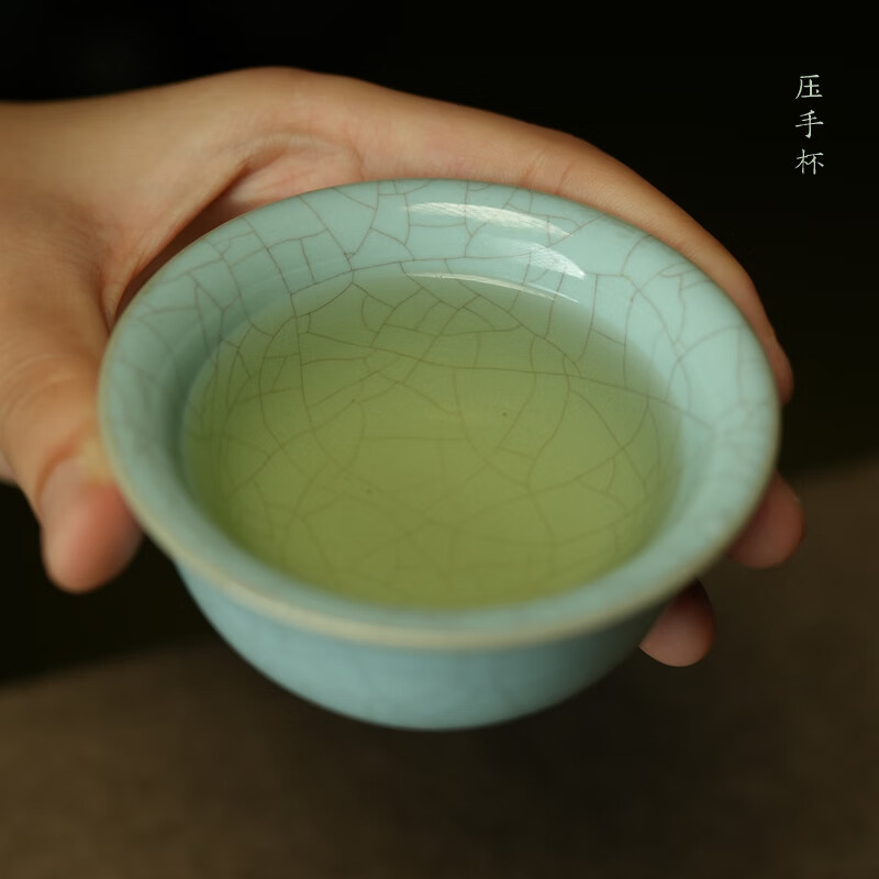 汝誉天下【新年礼物】汝窑茶具茶杯水杯主人杯压手杯汝瓷天青冰裂陶瓷茶盏 压手杯(单杯)85ml1只