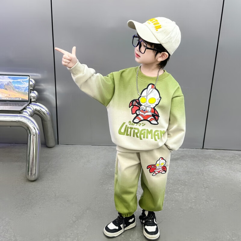 沁勒北尼男童奥特曼套装时尚潮流小儿童卫衣运动长袖两件套宝宝衣服