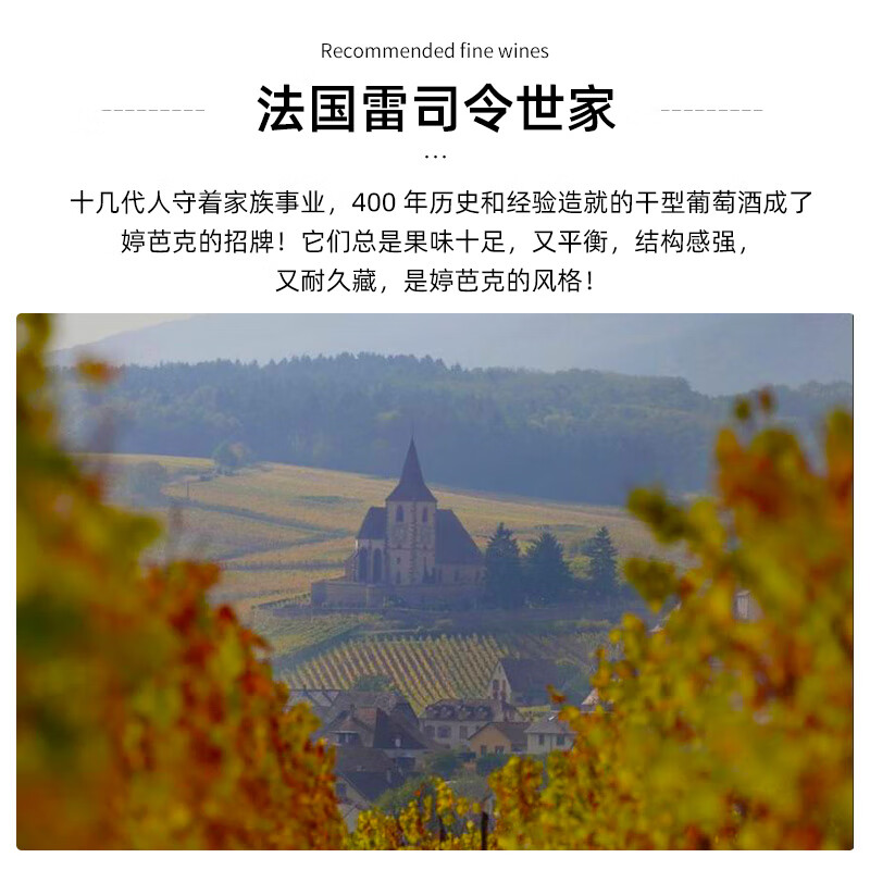 婷芭克世家阿尔萨斯产区精选葡萄酒750ml   法国原装进口红酒 琼瑶浆干白