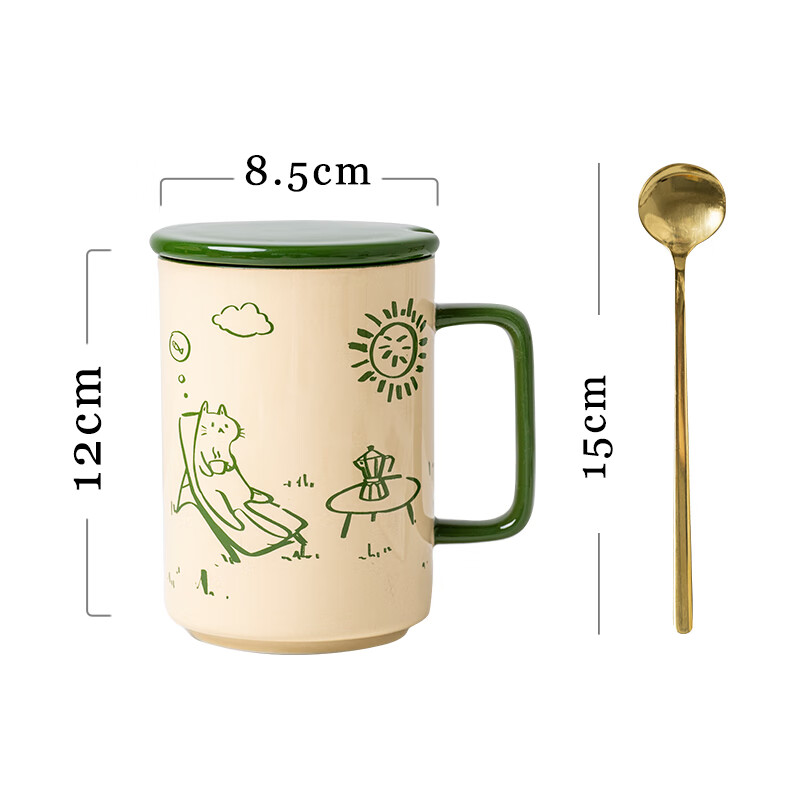 密小米杯子马克杯带盖高颜值陶瓷杯简约情侣杯水杯咖啡杯燕麦杯可微波