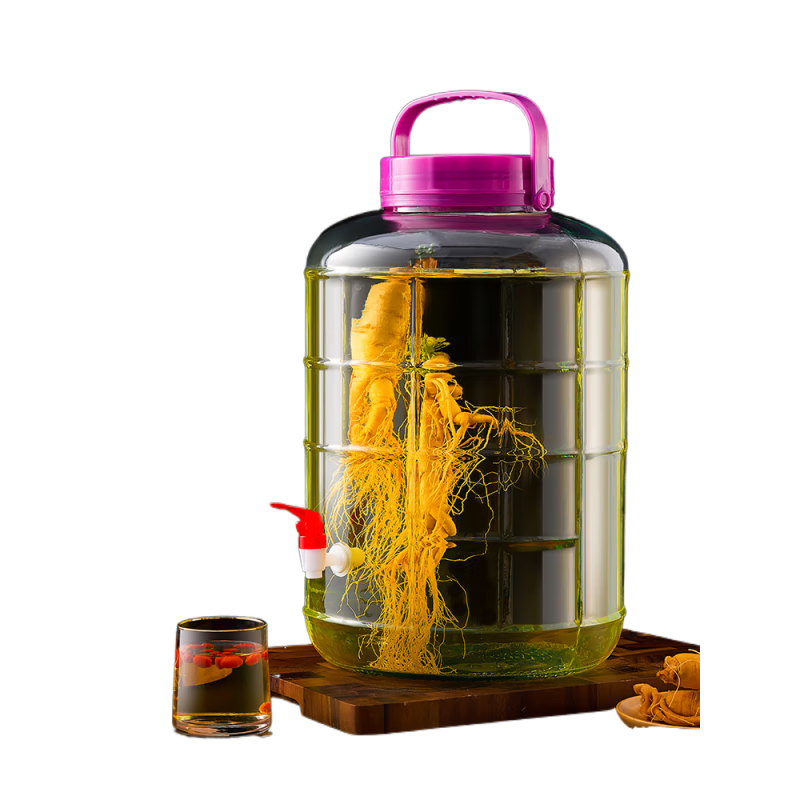 摩洛森泡酒玻璃瓶食品級家用密封罐瓶子裝泡菜壇子腌菜專用酒瓶酒壇酒罐 20斤-無龍頭 【加厚瓶身】