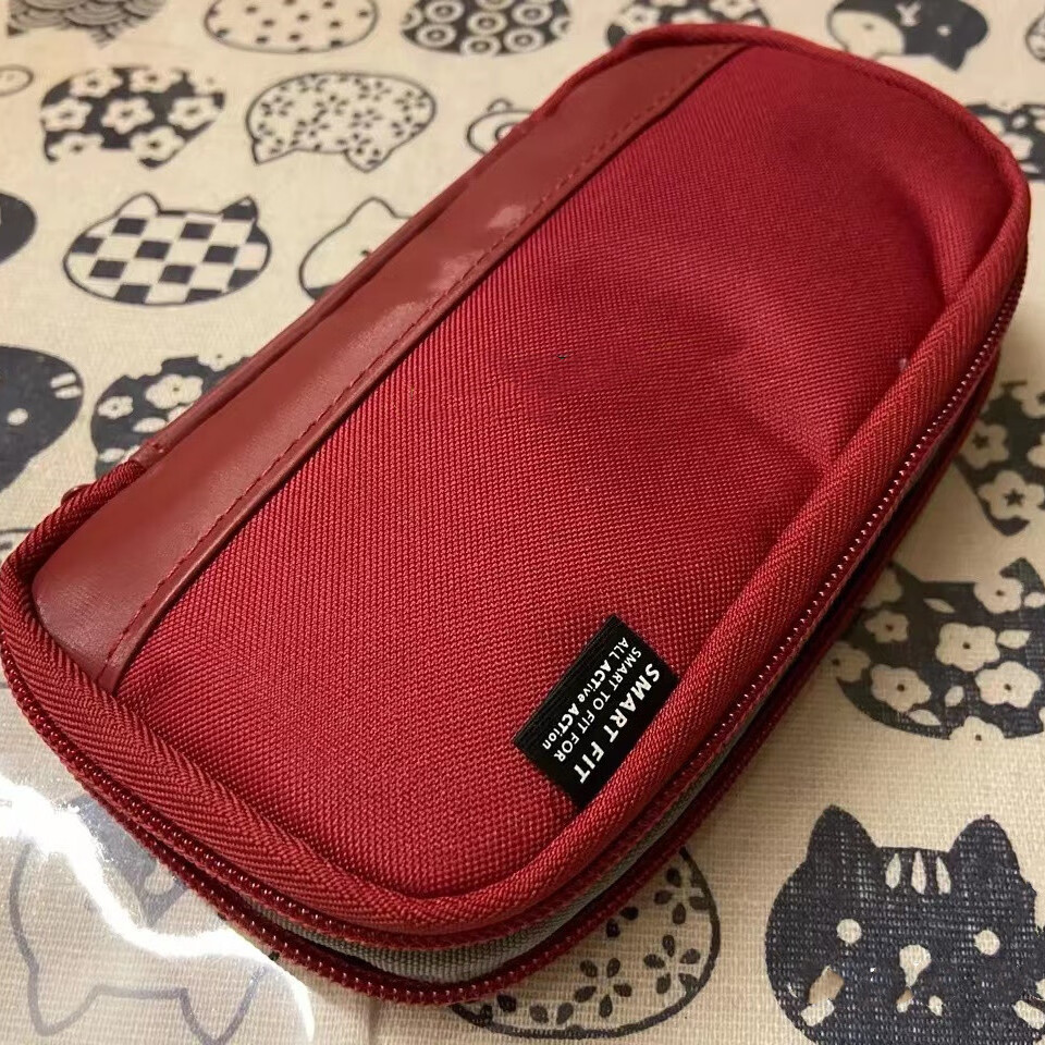 筏芯云朵工厂笔袋喜利酒红纯色办公日系简约多功能大容量高颜值初中学