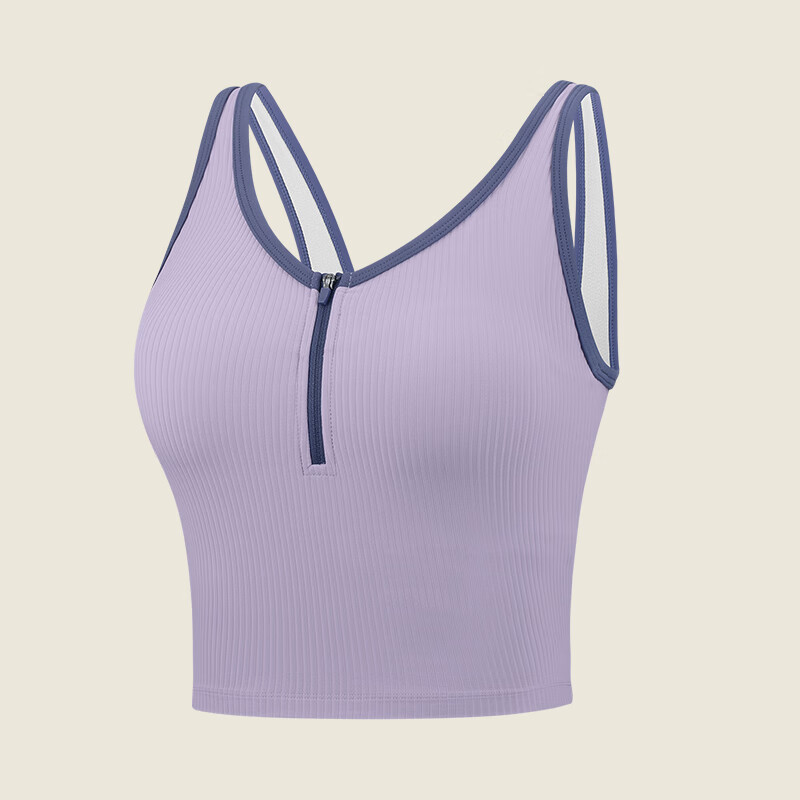 VFU中強(qiáng)度運(yùn)動(dòng)背心女網(wǎng)球服帶胸墊上衣瑜伽健身訓(xùn)練外穿吊帶內(nèi)衣 石南紫 S