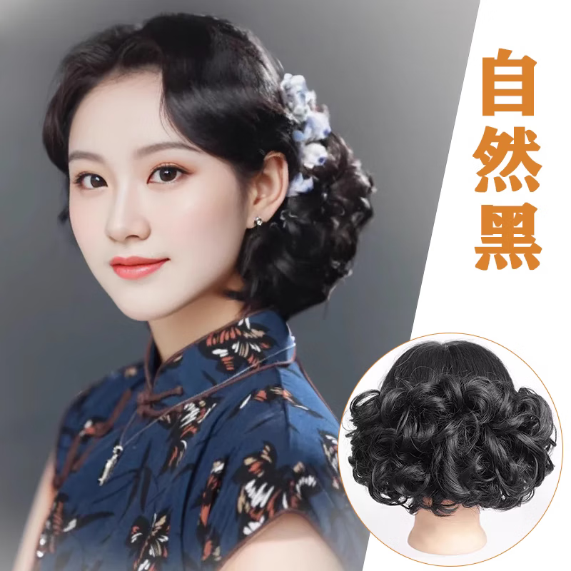 绿简堂假发复古发型复古旗袍发型手推刘海假发片民国风夜上海波浪头饰