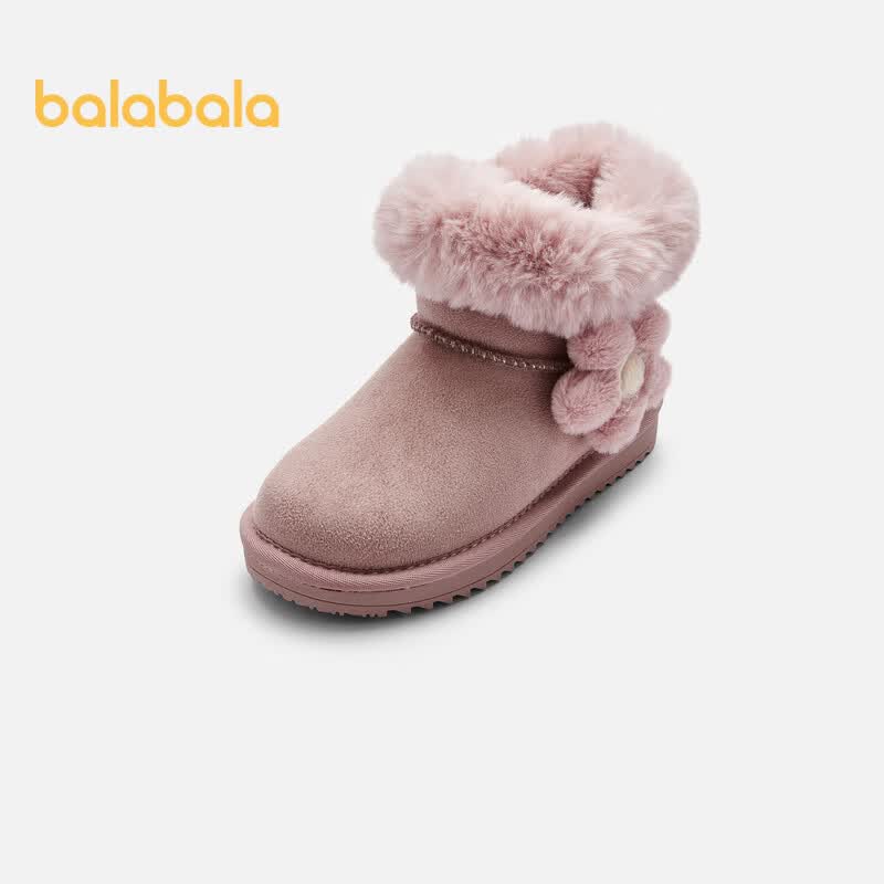 巴拉巴拉儿童雪地靴加绒加厚女童棉靴冬季中筒靴子防滑甜美保暖潮