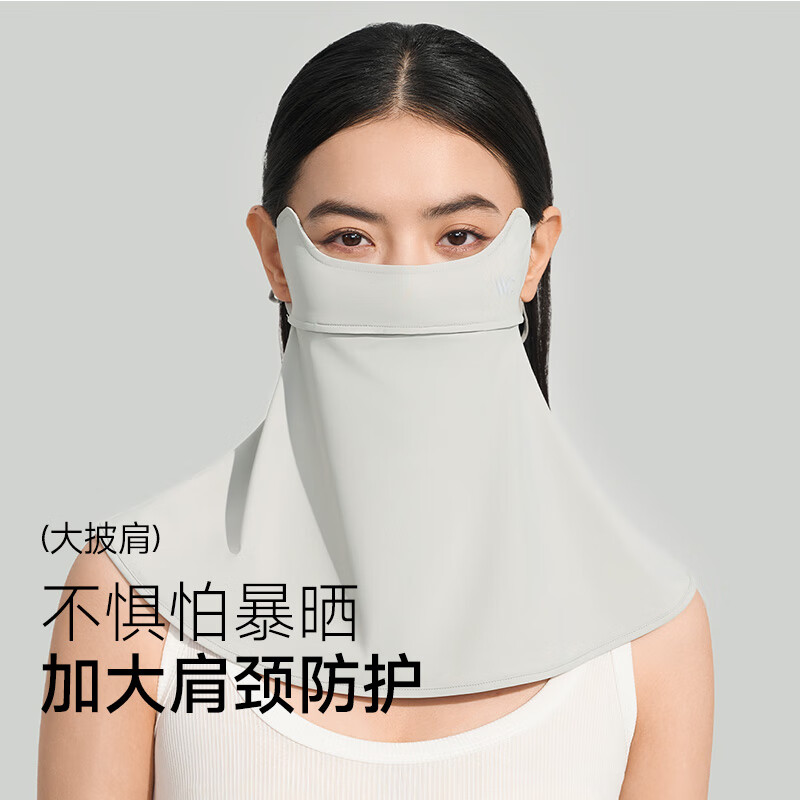 VVC防晒面罩冰肌护颈女夏季防紫外线遮阳户外出行透气口罩 浅灰色