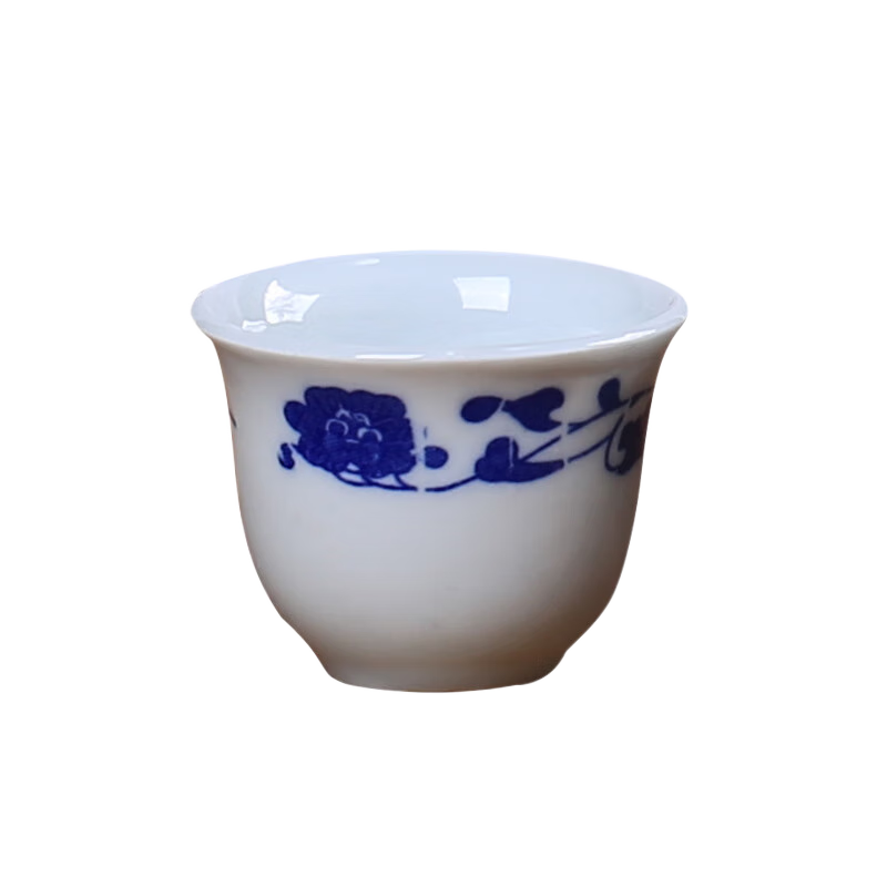 囍爺景德鎮(zhèn)制青花10個裝白酒杯便宜祭祀小酒盅舞蹈道具杯牙醫(yī)調(diào)粉杯 青花酒杯50個