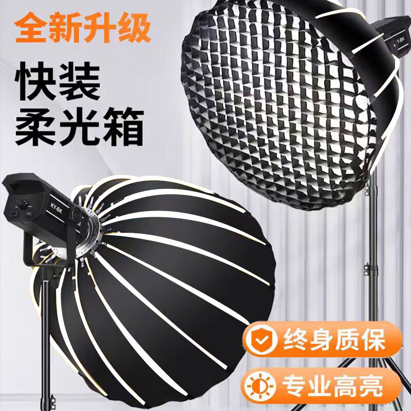 森迪威500W直播补光灯球形打光灯专业服饰珠宝影视直播拍照摄影灯光设备主播专用拍摄柔光灯 SL100W【小号深抛+格栅】