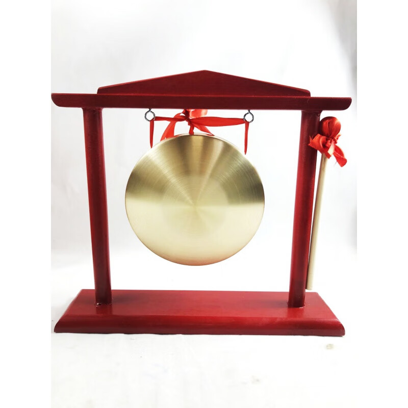 音域（RANGE）銅鑼純銅 帶架銅鑼 吉祥銅鑼鑼鼓镲開道鑼防汛預(yù)警鑼銅鑼鑼鼓樂器 15cm 紅鑼架+直徑銅鑼一套