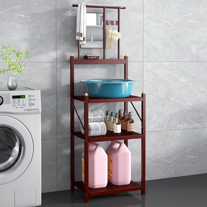 澳颜莱落地式折叠脸盆架 洗脸盆架子落地家用可折叠免安装洗脸架老式