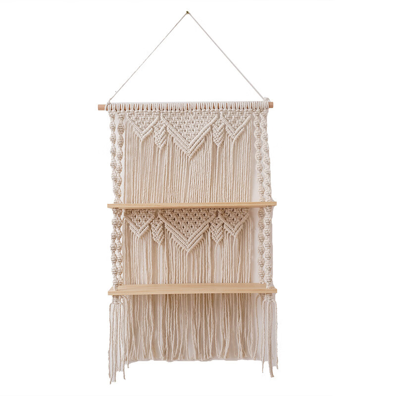 北欧流苏挂毯置物架风手工编织壁挂波西米民宿客厅墙面装饰 a款