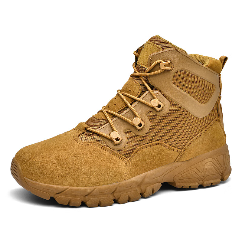 特战陆战队防寒冬季户外军靴 男士真皮作战靴战术靴中帮鞋耐磨 棕色