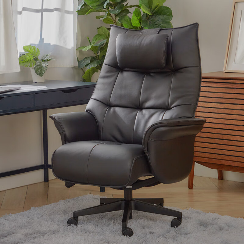 ZEDERE家德瑞哈娜北欧意式原装进口真皮商务椅座椅 黑色 皮革 办公椅