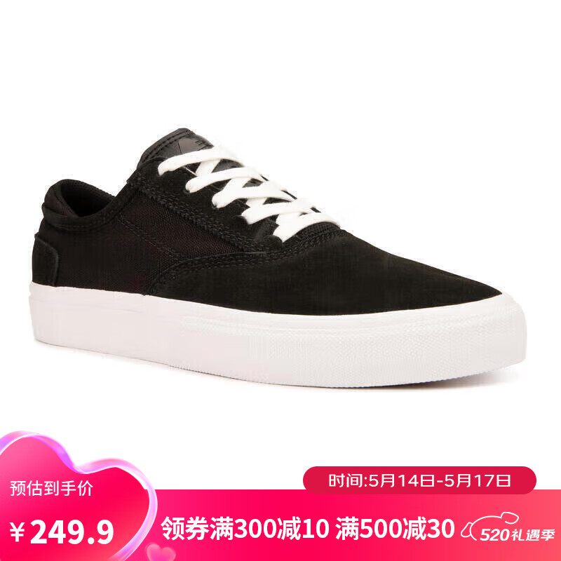 迪卡侬板鞋帆布鞋低帮休闲运动鞋oxelosk黑白翻毛皮拼接40 2939955