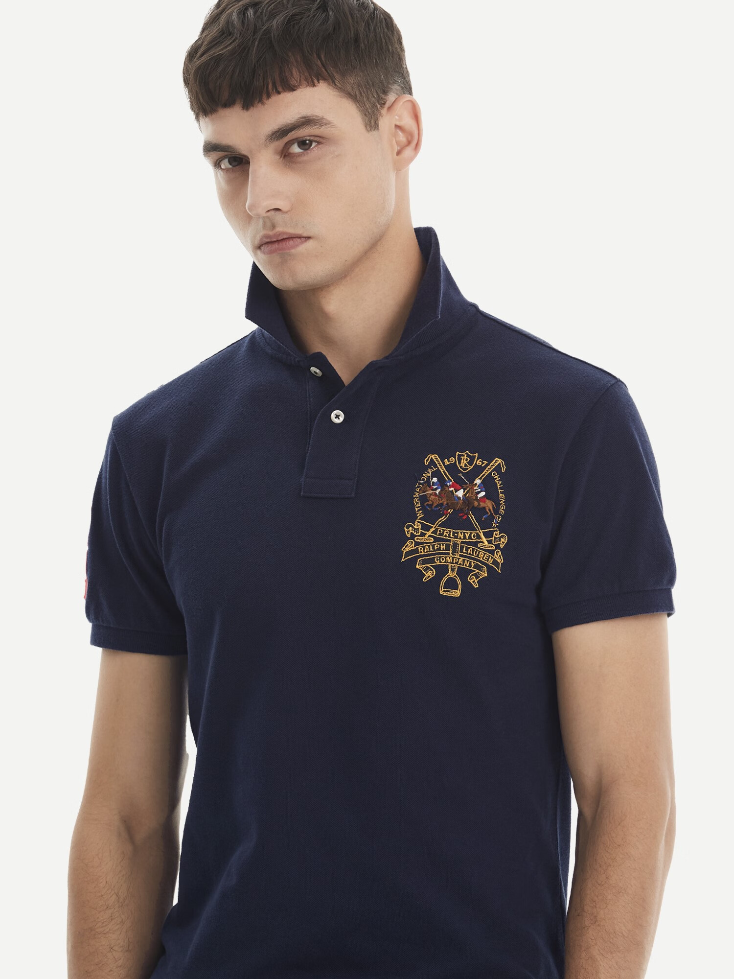 lauren夏季休闲后三匹马短袖polo衫纯棉刺绣保罗 宝蓝[背面三匹马] xs