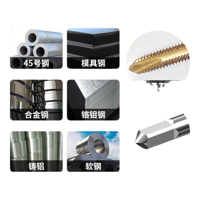 滬豪（HUHAO）鍍汰機(jī)用絲錐不銹鋼專用攻絲鉆頭螺旋先端直槽絲攻m3m4m6m8