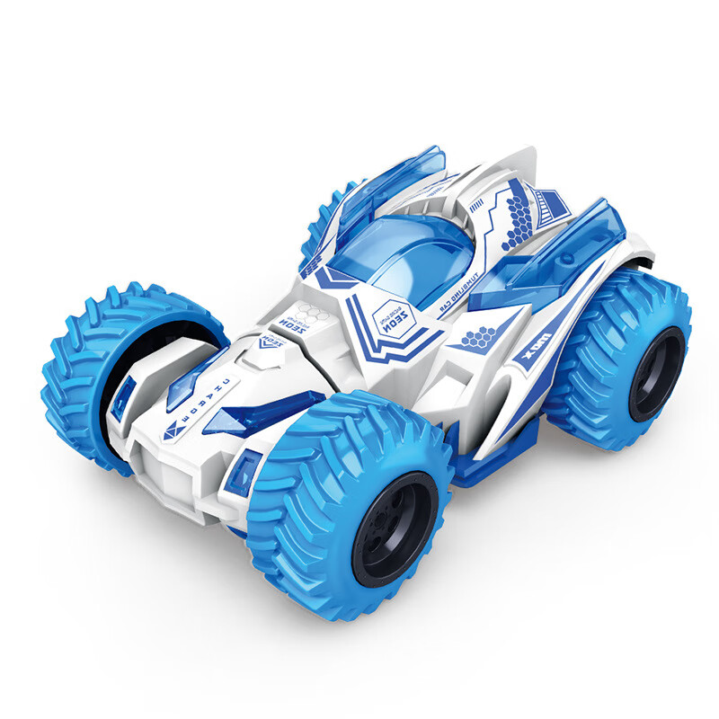 越野車(chē)慣性車(chē)玩具車(chē)男孩玩具汽車(chē)旋轉(zhuǎn)車(chē)頭翻滾特技車(chē)360度玩具 特技車(chē)-藍(lán)色