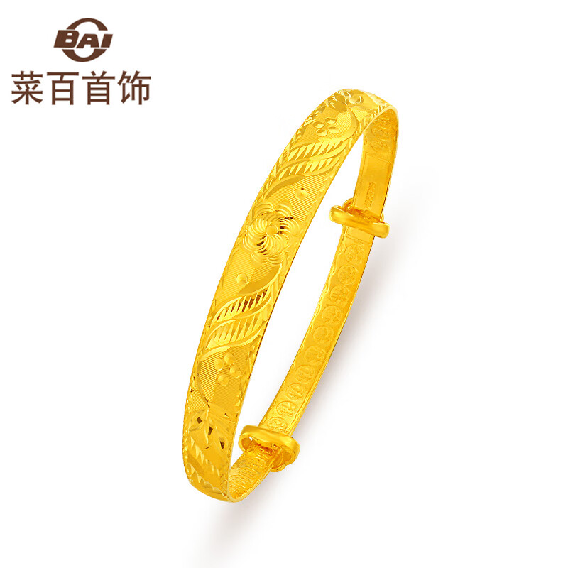 菜百首饰 黄金手镯 足金大花福字推拉式黄金手镯 计价 约31.75克