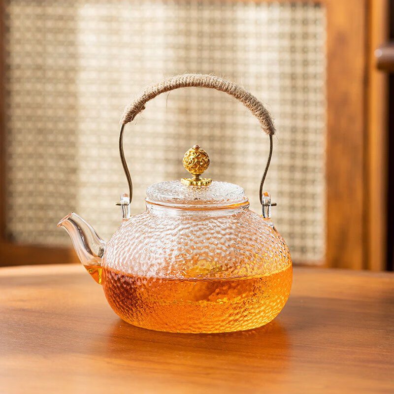 圣比萊花茶壺?zé)灎T 下午茶茶具套裝養(yǎng)生花茶壺蠟燭煮茶燭臺可加熱酒店 錘紋提梁壺有過濾內(nèi)膽700容量