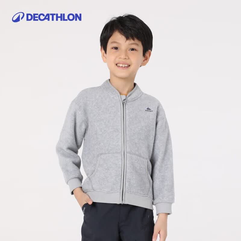 迪卡侬（DECATHLON）儿童摇粒绒男女童抓绒衣春秋印花保暖外套冲锋衣内胆 MH150 远山灰 120 cm