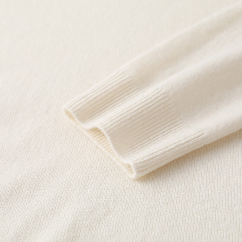 恒源祥高领羊毛衫女秋冬季新款两翻领套头纯色毛衣内搭打底衫针织衫女 珍珠白 S /160/84A