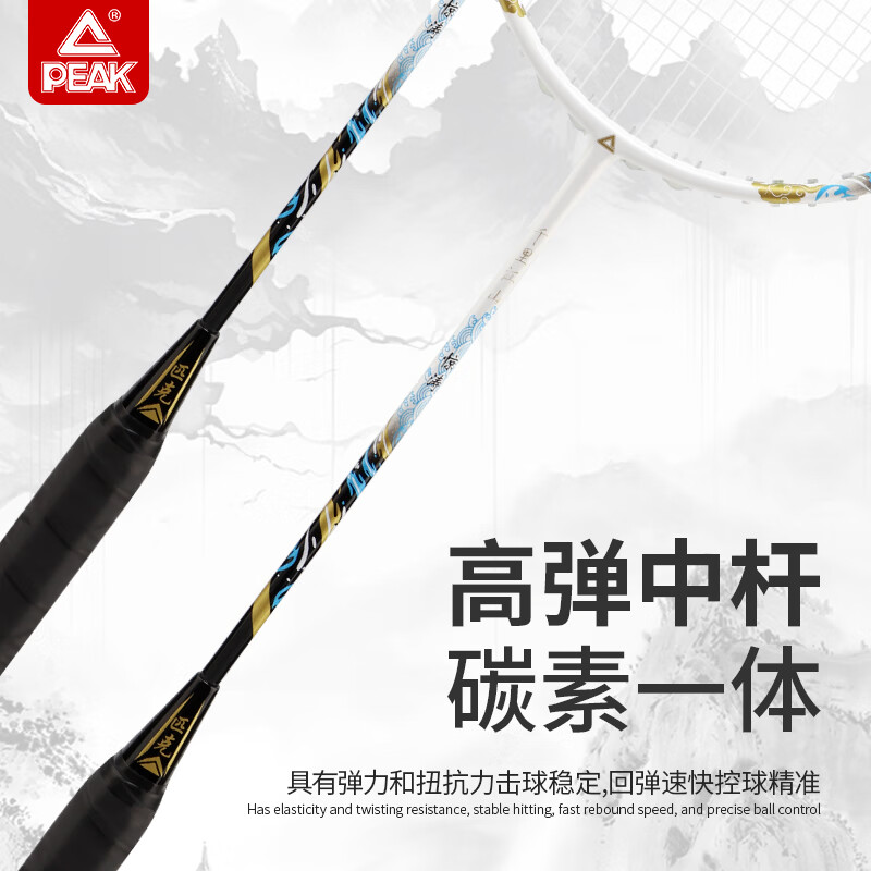 匹克（PEAK）羽毛球拍碳素超轻学生耐打耐用型初学者单怕单支套装男女通用 江山闪现蓝 5U全碳素28磅
