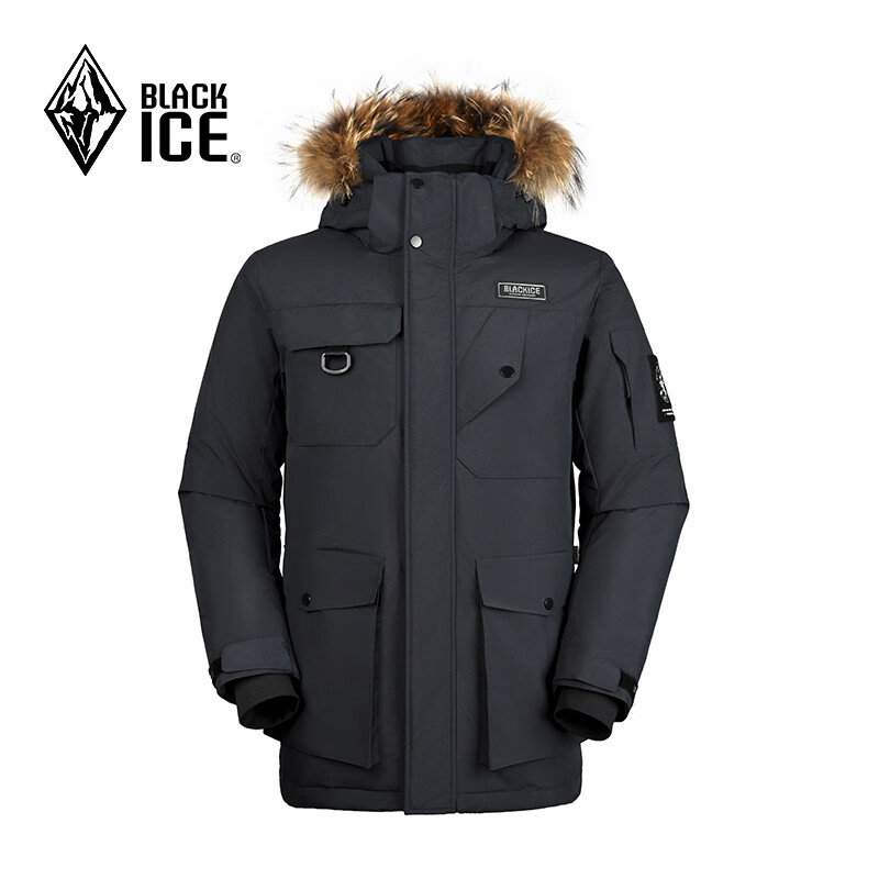 黑冰（BLACKICE）24新品黑冰冬季700蓬鵝絨工裝服男戶(hù)外防風(fēng)派克大衣8523 黑色 S 【充絨量-215克】