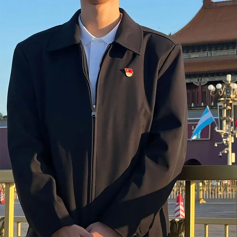 矢向汉维男装厅里厅气行政夹克男年轻cleanfit外男秋冬款成熟稳 黑色