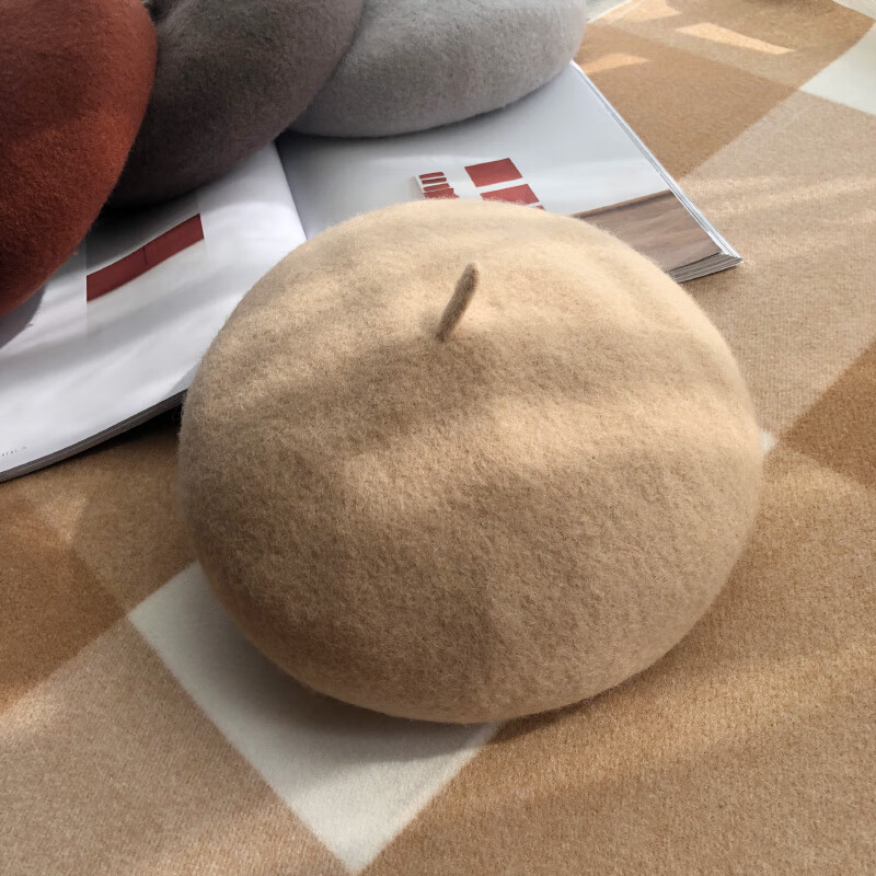 肴盛小头围帽子52-56小头围女秋冬羊毛贝雷帽子潮百搭文艺画家帽英伦