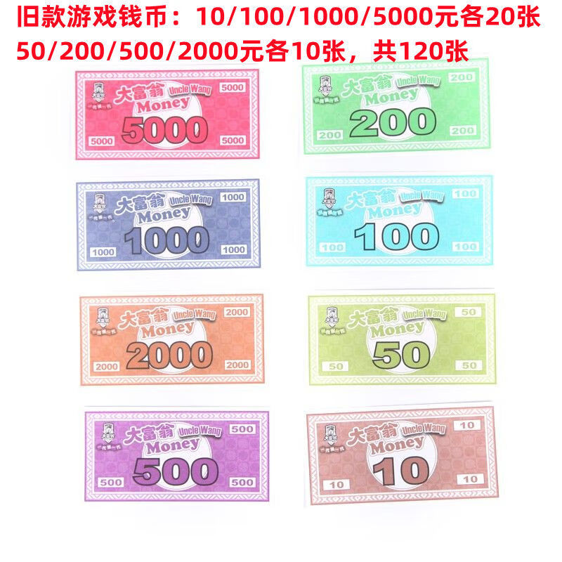 荼梧大富翁配件大富翁配件游戏棋钱纸币棋子代表物转盘小房子棋盘补充