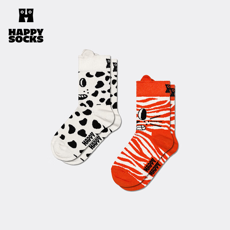 Happy Socks秋冬款童袜多巴胺立体短袜中筒袜2双装 猫狗耳朵 均码 7-9Y 京东折扣/优惠券