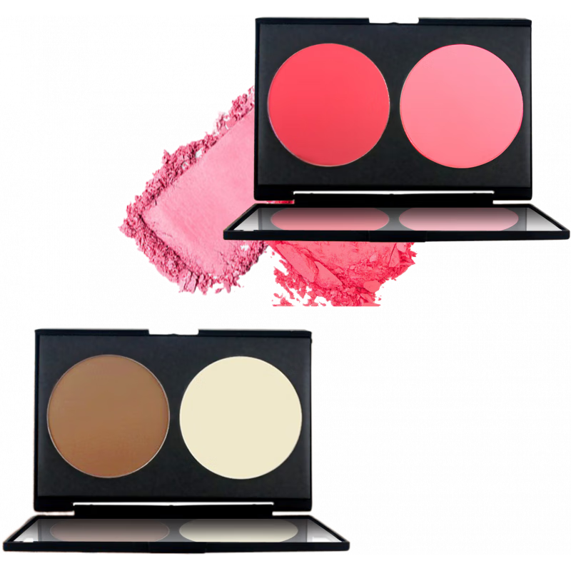 NOVO雙色遮瑕/修容粉鼻影高光陰影物理提亮組合腮紅 日常節(jié)日腮紅盤女 1#熱戀橘粉