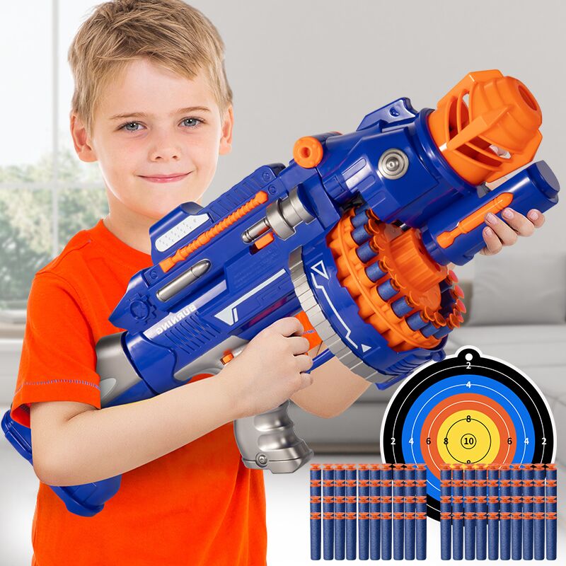 糖米儿童加特林玩具枪可发射软弹枪电动连发吸盘冲锋枪男女孩节日生日礼物