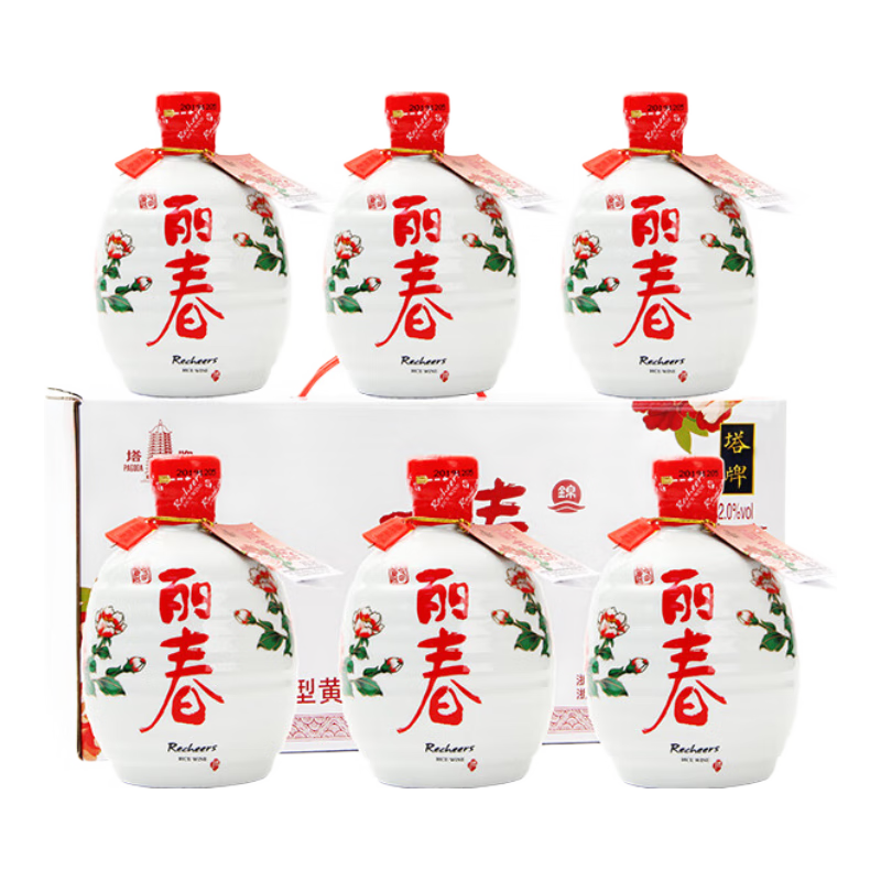 塔牌 绍兴黄酒10年锦丽春 手工糯米酒 花雕酒 添加枸杞龙眼肉12度礼盒 428mL 6瓶 整箱装