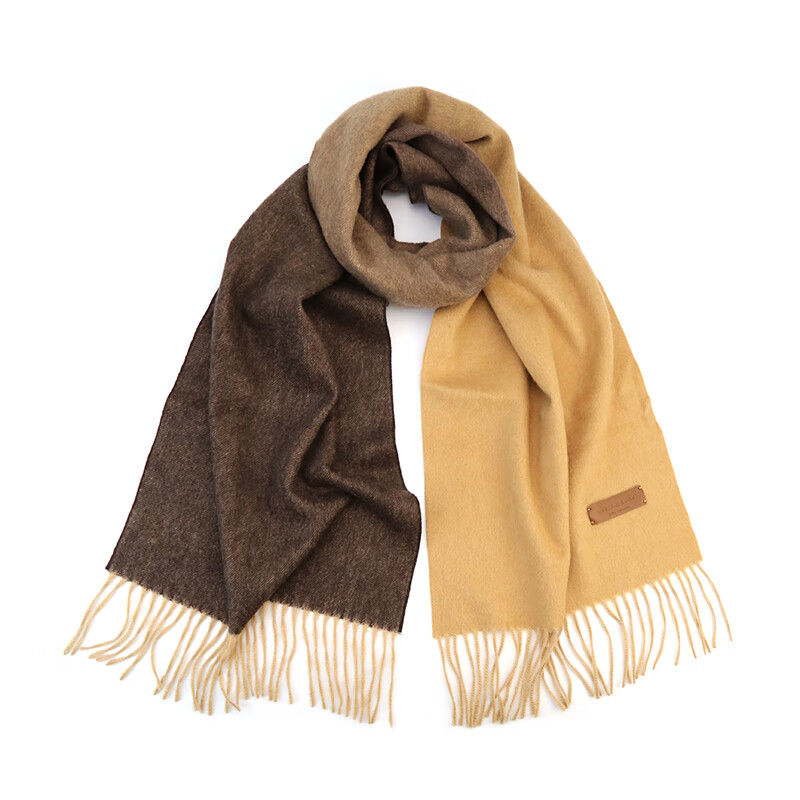 玛丽亚·古琦时尚渐变羊绒围巾女冬季保暖围脖感礼盒 棕色