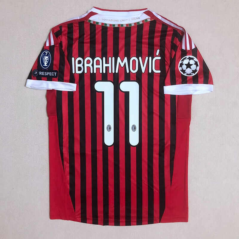 茸耀1112ac米兰主场11号伊布10号西多夫博阿滕9号因扎吉复古球衣定制
